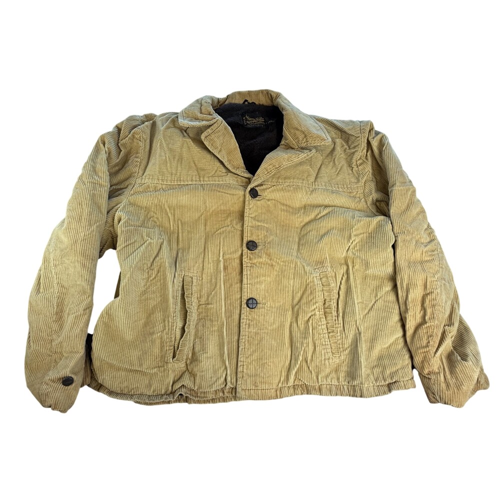 Vintage Cameron Hills Jacket Mens 2XL Beige Corduroy Faux Fur Lined Bomber Warm